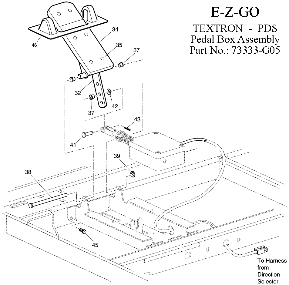 Diagram of E-Z-GO Accelerator Pedal Box Assembly 73333-G05