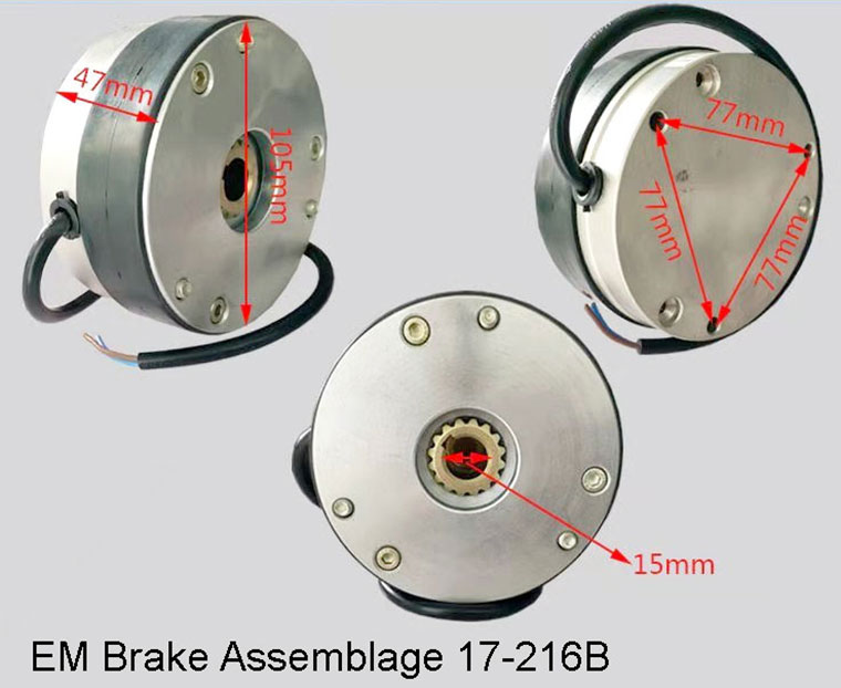  Dimensions of EM Brake Assembly 17-216B, 24V Brake For HELI EP CBD15-170J CBD15-170H CBD-170G, 17-216A