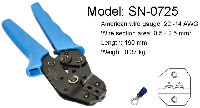IWISS SN-0725 Ratchet Type Crimper, 22-14 AWG Crimping Tool