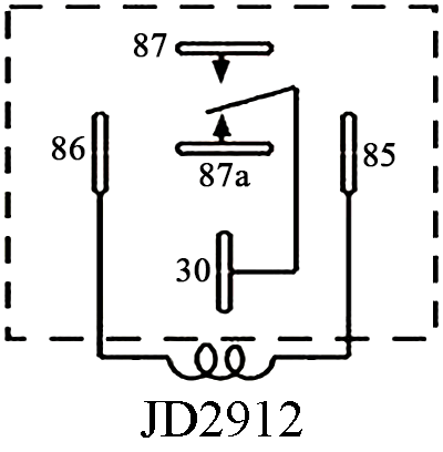 Waterproof DC Relay JD2912-S Wiring Diagram, 1Z / 1C Type, One Normal Open Contact and One Normal Close Contact