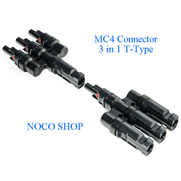 4-Way T-Type Solar Connector, MC4 Compatible, Plug + Socket