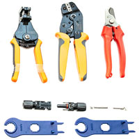 Crimper Tool Kit For MC4 1000V / 30A IP67 Solar Panel Waterproof Power Connector, Crimper + Wrench Cutter + Stripper