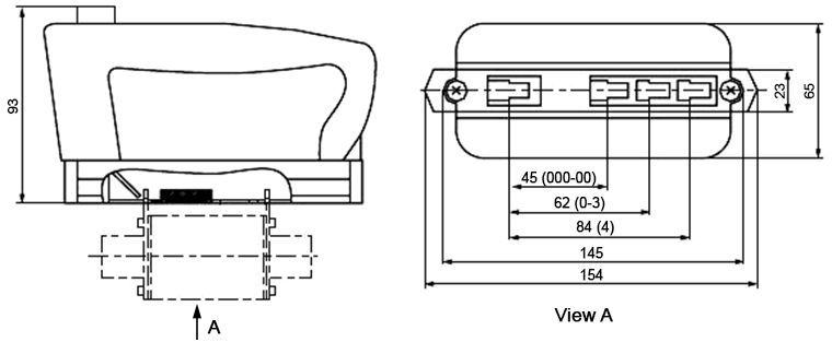 RT16-00 / NT00 fuse puller dimension diagram