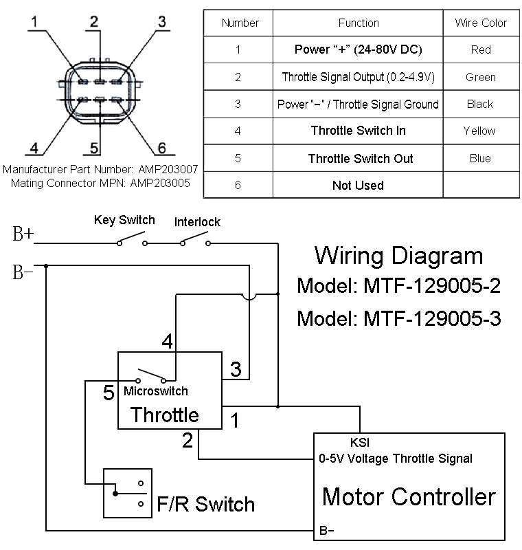 Wiring Diagram of 0-5V Foot Pedal Throttle Assembly MTF-129005