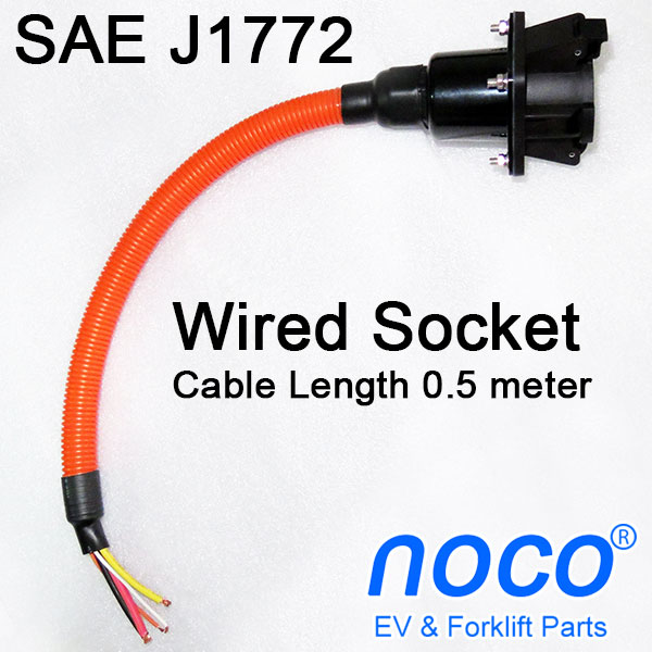 Cabled SAE J1772 Receptacle, 0.5 meter EV Power Cable