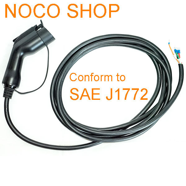Cabled SAE J1772 Charging Connector, Ready For Being Connected To A Control Box