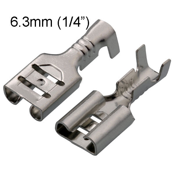 6.3mm Cold-Press Crimping Female Terminal, Tin-Plated Brass Connector