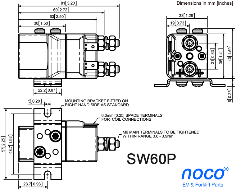 SW60P contactor dimension diagram