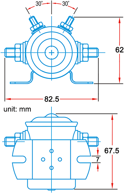 metal DC contactor dimension diagram