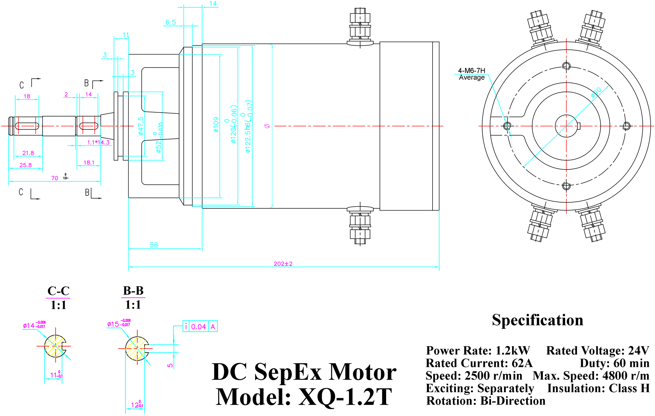 Diagram of XQ-1.2T DC SepEx Motor