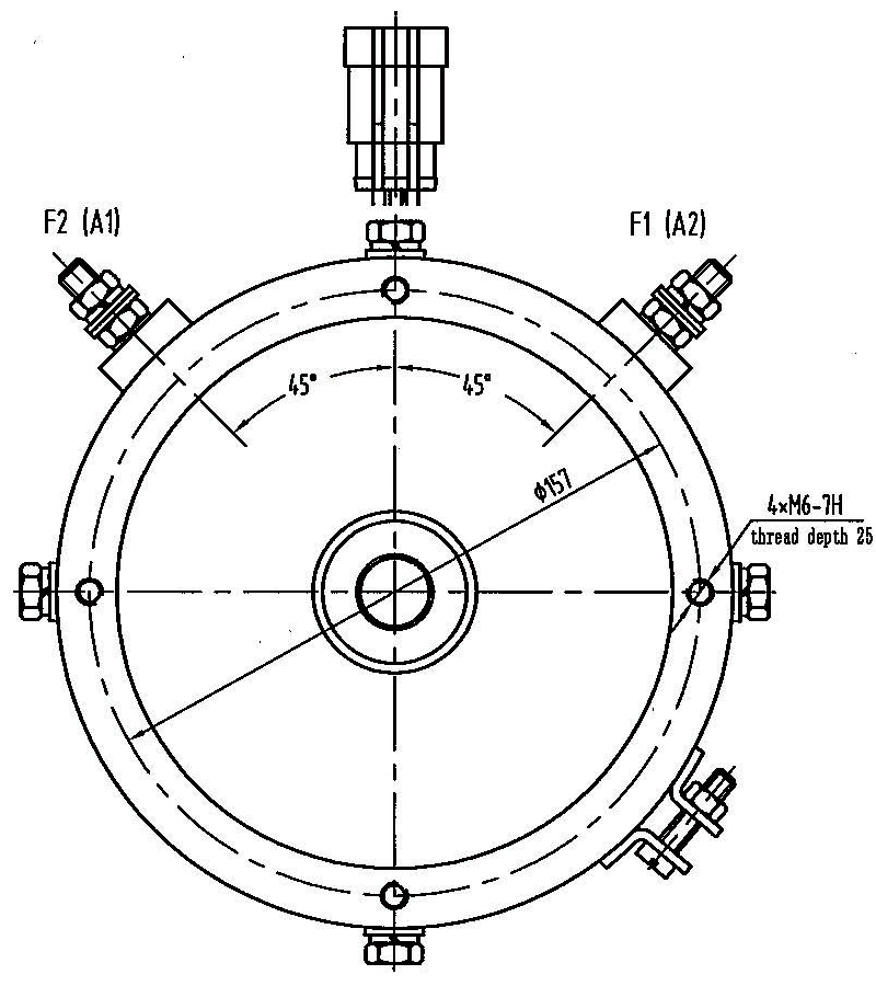 Dimensions of DC SepEx Motor XQ-3T, Without Square Flange
