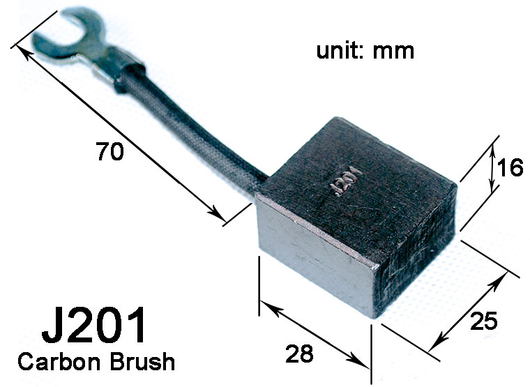 dimensions of carbon brush model J201