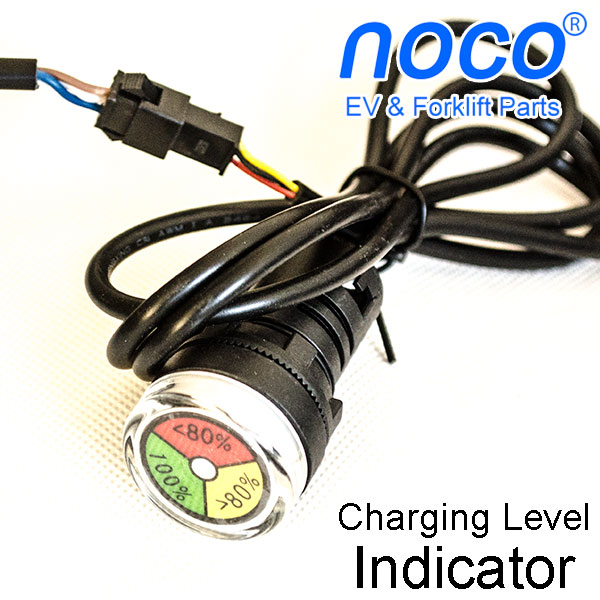 Onboard battery charger charging level indicator