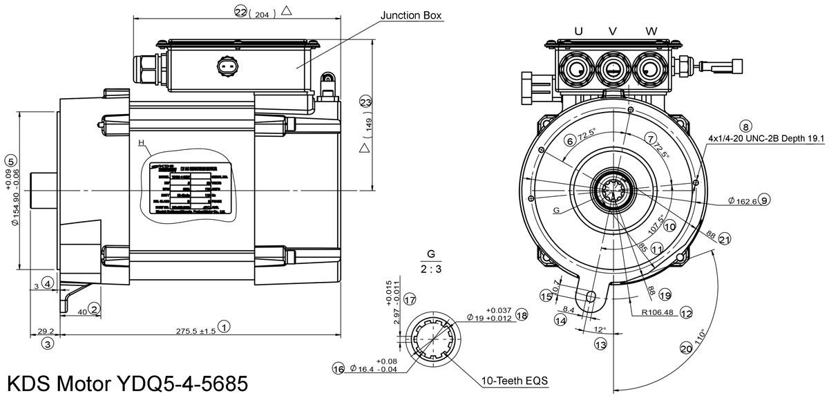 The diagram of AC induction motor YDQ5-4-5685