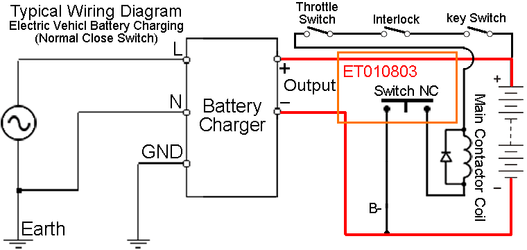 Wiring Diagram Of YEEDA ET010803 Connector Dimensions With NC Relay