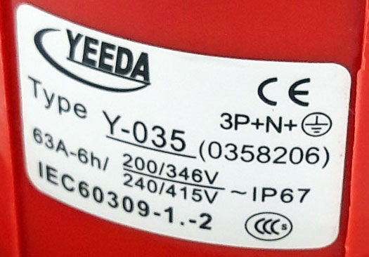 Product label of YEEDA Y-035, Product Code 0356206