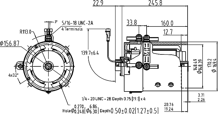 Diagram of AMD KDS 48V 3.0kW DC SepEx Motor ZQS48-3.0-T